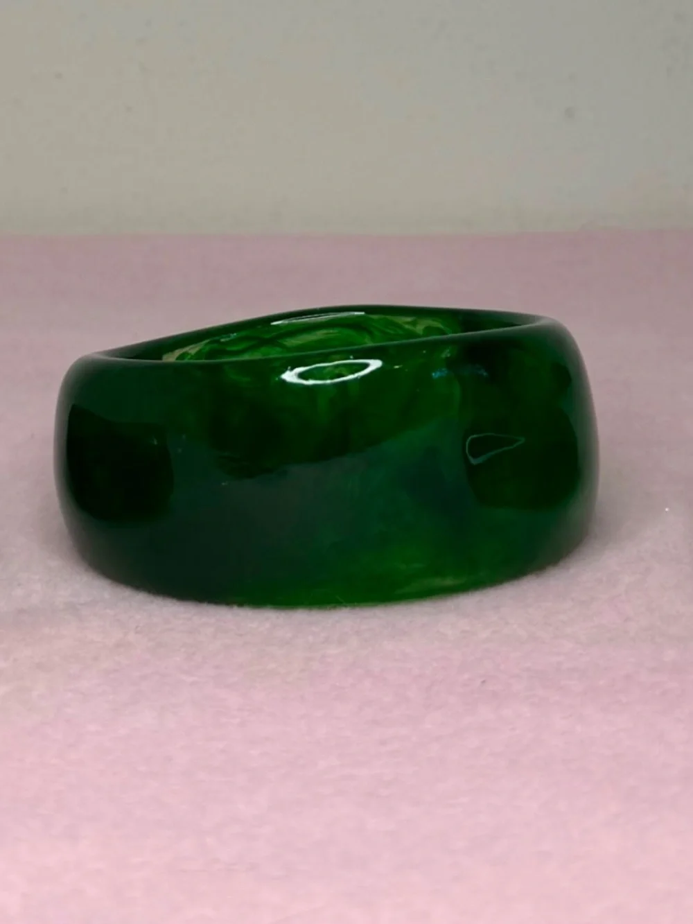 Green Chunky Bangle Bracelet Set – Oversized Statement Dark Emerald Stack
